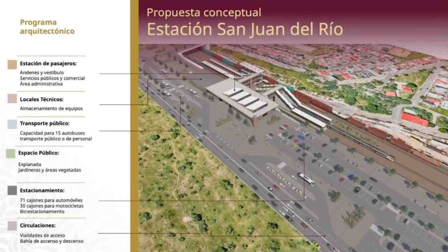 Plano conceptual de espacios funcionales, transporte y áreas verdes
