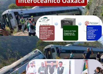 Vagones del Tren Interoceánico descarrilados en Oaxaca, autoridades y análisis del registrador de eventos (PULSER).