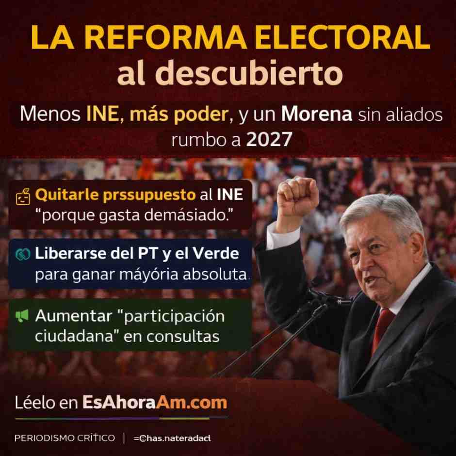 Reforma electoral al desnudo: austeridad, control y el plan de Morena para no depender del PT y el Verde