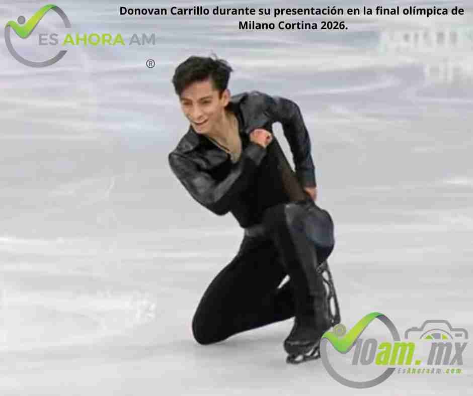 Donovan Carrillo durante su presentación en la final olímpica de Milano Cortina 2026.