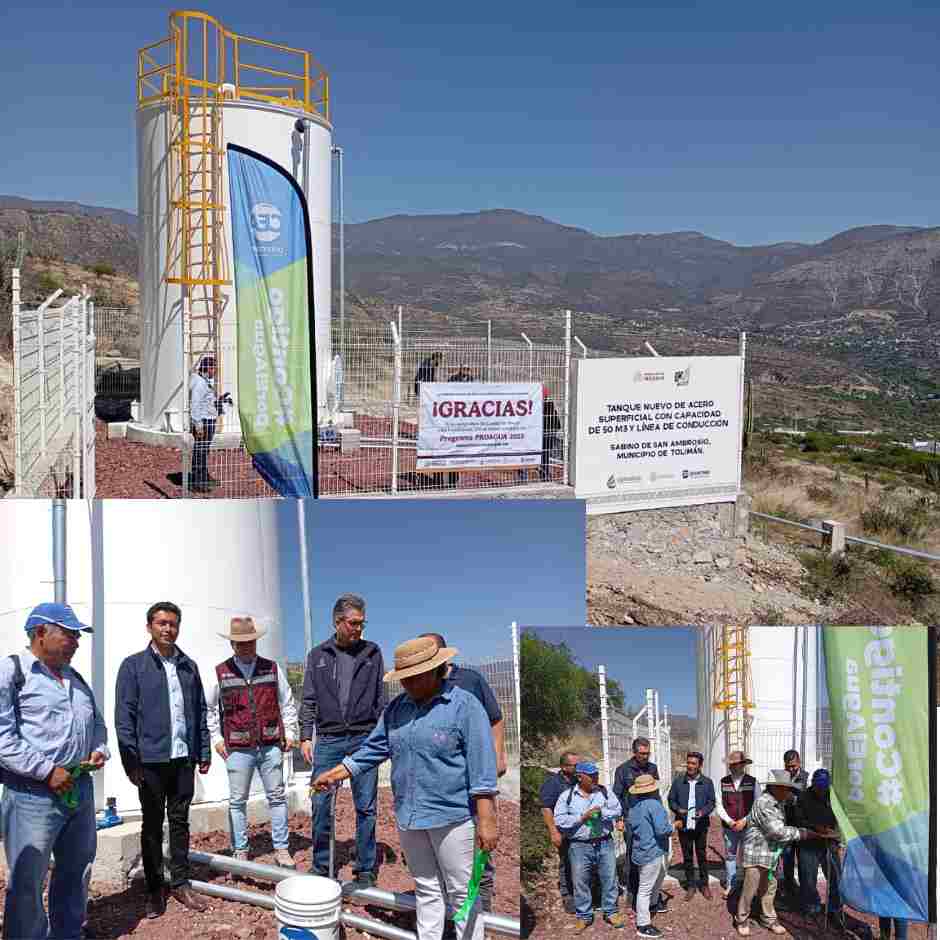 Tanque de agua potable entregado por Conagua en Sabino de San Ambrosio, Tolimán, Querétaro