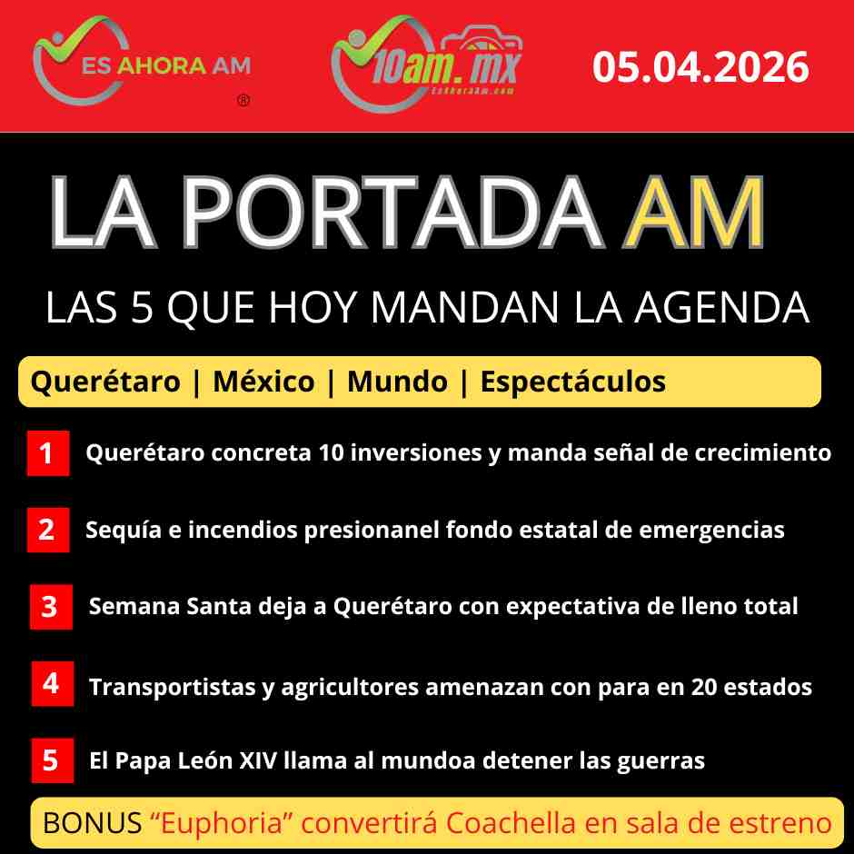 LA PORTADA AM, LAS 5 QUE HOY MANDAN LA AGENDA