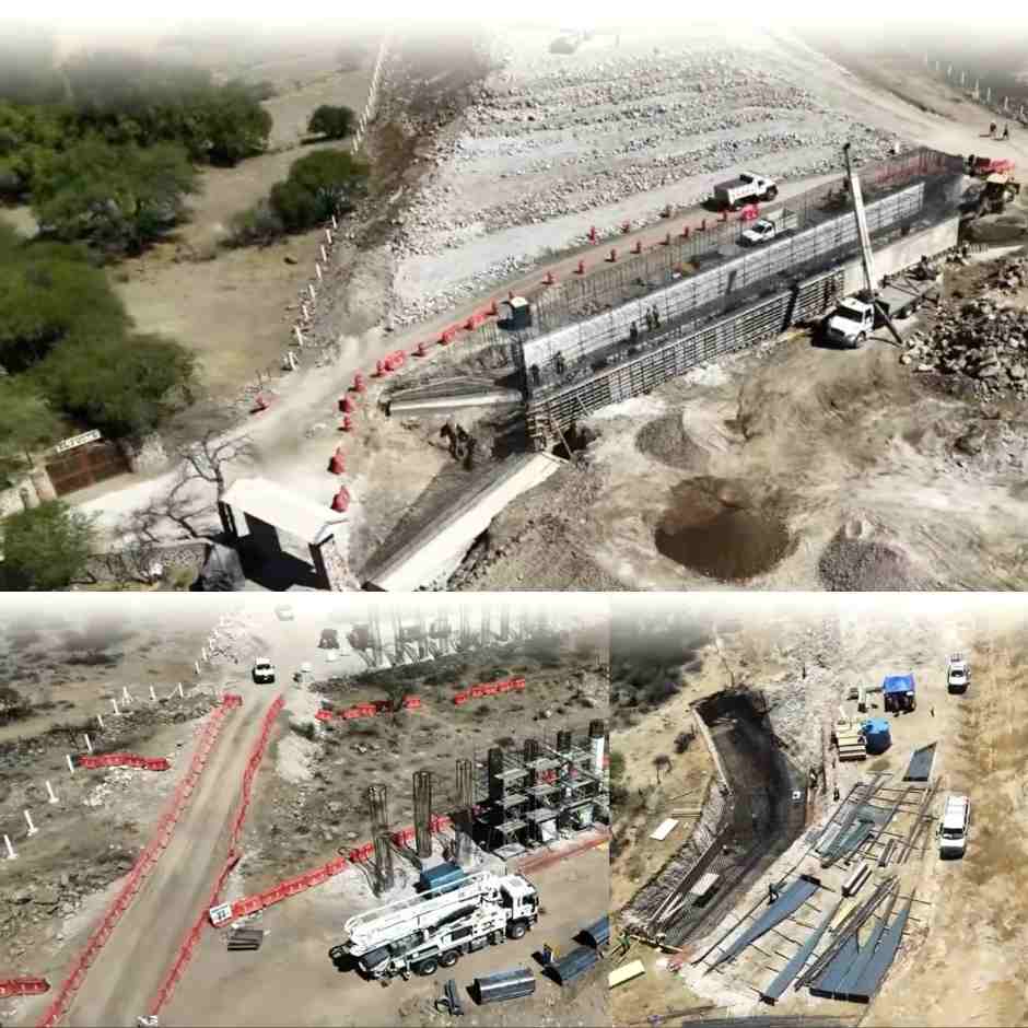 Vista aérea del avance de construcción en La Pitahaya–Libramiento Noroeste de Querétaro, obra estratégica para desahogar la autopista 57.