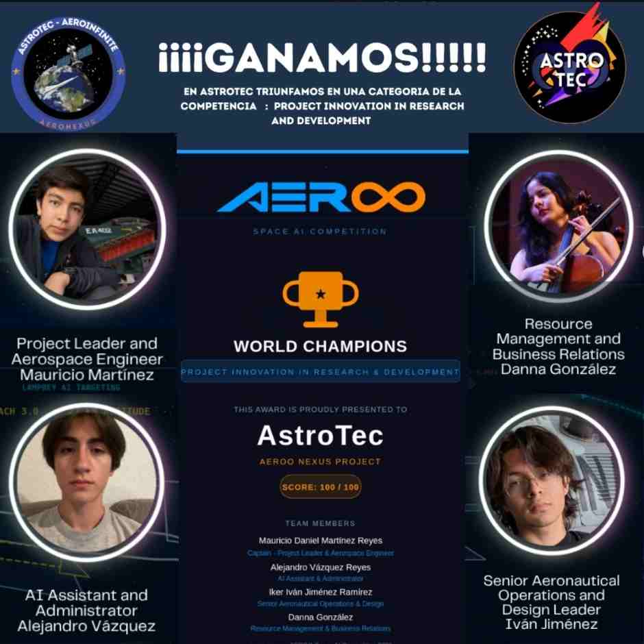 AstroTec AEROO Nexus equipo ganador competencia internacional innovación aeroespacial inteligencia artificial
