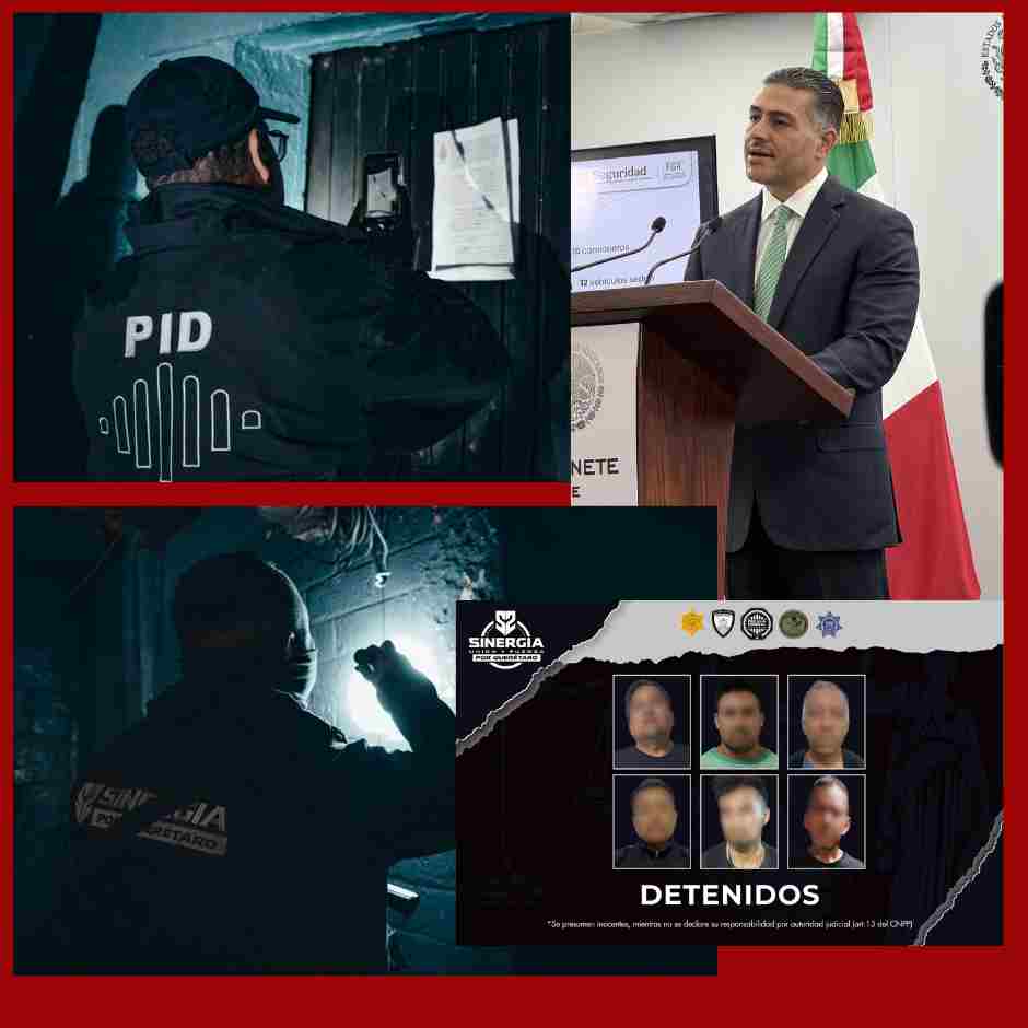 Operativo de seguridad en Querétaro con cateos, agentes tácticos y presentación de detenidos por autoridades