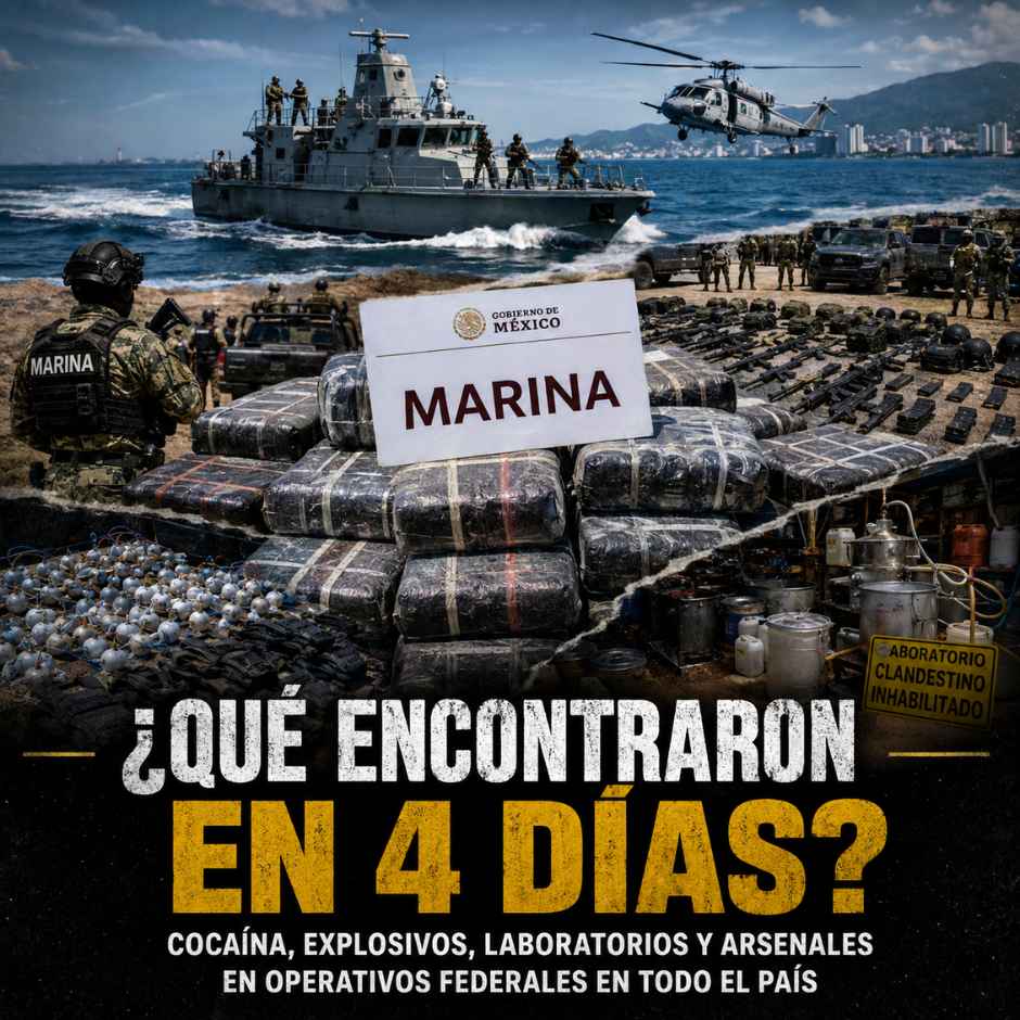 Operativos federales contra drogas, armas y explosivos en México