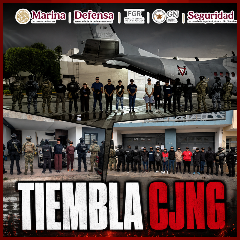 Operación contra el CJNG deja 20 detenidos en Hidalgo, Jalisco y Michoacán.
