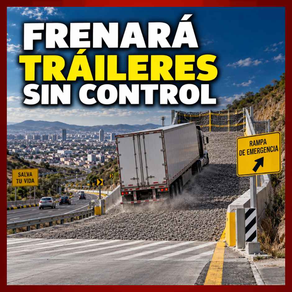 Tráiler entra a nueva rampa de emergencia en la carretera 57 de Querétaro.
