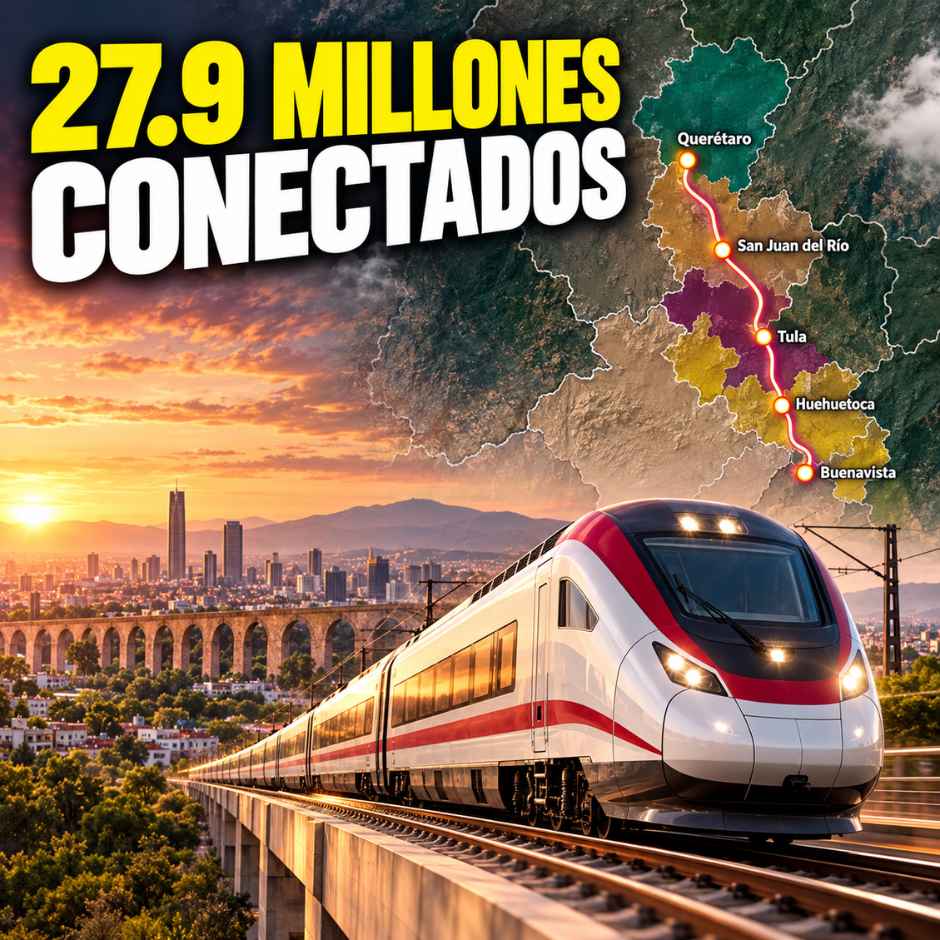 Tren México–Querétaro conectaría a 27.9 millones de habitantes ubicados a menos de una hora de sus estaciones